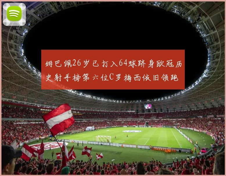 姆巴佩26岁已打入64球跻身欧冠历史射手榜第六位C罗梅西依旧领跑